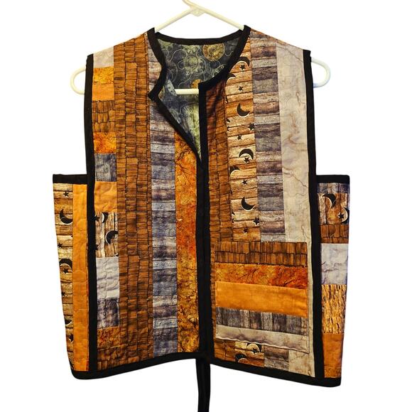 Reversible Celestial Moon & Star Vest - Unique Design - Picture 1 of 6